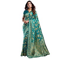 Sugathari Womens Pure Kanjivaram Silk Saree Banarasi Silk Saree With Blouse Piece SAM PARI S7 Rama Green