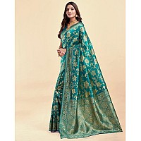 Sugathari Womens Pure Kanjivaram Silk Saree Banarasi Silk Saree With Blouse Piece SAM PARI S7 Rama Green