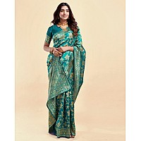 Sugathari Womens Pure Kanjivaram Silk Saree Banarasi Silk Saree With Blouse Piece SAM PARI S7 Rama Green