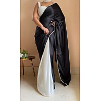 Khunshi creation Exquisite Stylish Satin Saree With Unstitched Blouse Piece Elegant SelfDesign Pattern Luxurious Satin Fabr