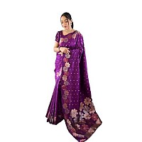 Yashika Womens Banarasi Kanjivaram Cotton Silk Jaquard Saree AZYSOGWEAVEParentPurple