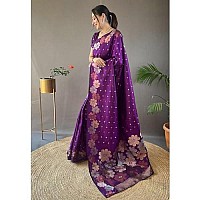 Yashika Womens Banarasi Kanjivaram Cotton Silk Jaquard Saree AZYSOGWEAVEParentPurple