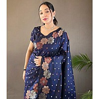 Yashika Womens Banarasi Kanjivaram Cotton Silk Jaquard Saree AZYSOGWEAVEParentNavy