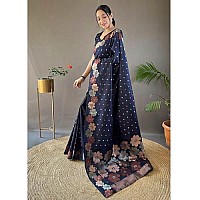 Yashika Womens Banarasi Kanjivaram Cotton Silk Jaquard Saree AZYSOGWEAVEParentNavy