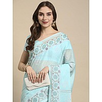 RATAN Pure Cotton Printed Mulmul Saree for Women with Blouse Piece BGMBP5874Sea Blue