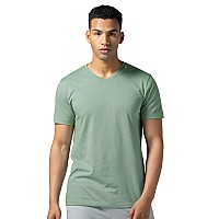 Damensch Regular Fit Half Sleeve V Neck Tshirt Combed Cotton Blend Solid Lightweight Gold Finish Shine Softer Durable Casual Wea