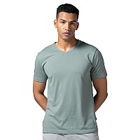 Damensch Regular Fit Half Sleeve V Neck Tshirt Combed Cotton Blend Solid Lightweight Gold Finish Shine Softer Durable Casual Wea