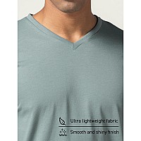 Damensch Regular Fit Half Sleeve V Neck Tshirt Combed Cotton Blend Solid Lightweight Gold Finish Shine Softer Durable Casual Wea