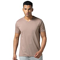 Damensch Regular Fit Half Sleeve V Neck Tshirt Combed Cotton Blend Solid Lightweight Gold Finish Shine Softer Durable Casual Wea