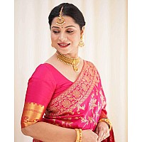 SGF11 Womens Kanjivaram Soft Silk Saree With Blouse Piece (Barbie Pink)