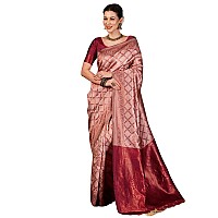 SIRIL Womens Banarasi Jacquard Soft Silk Kanjeevaram Saree With Unstitched Blouse Piece 3759S136ALight Pink