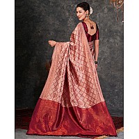 SIRIL Womens Banarasi Jacquard Soft Silk Kanjeevaram Saree With Unstitched Blouse Piece 3759S136ALight Pink