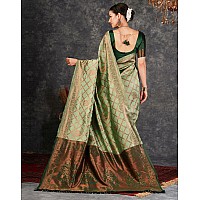 SIRIL Womens Banarasi Jacquard Soft Silk Kanjeevaram Saree With Unstitched Blouse Piece 3759S135APista Green