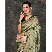 SIRIL Womens Banarasi Jacquard Soft Silk Kanjeevaram Saree With Unstitched Blouse Piece 3759S135APista Green