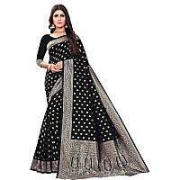 C J Enterprise Womens Banarasi Silk Saree Pure Kanjivaram Saree With Blouse Piece paithani pari124 Black