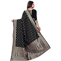 C J Enterprise Womens Banarasi Silk Saree Pure Kanjivaram Saree With Blouse Piece paithani pari124 Black