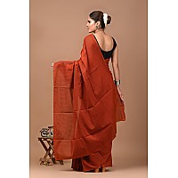 Crafts Moda Pure Cotton Orange Paisley Print Saree for women with Blouse Piece