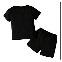 Momdad Smile D7 Text Printed Cotton Baby Black Clothing Setstshirtshorts 3 Different Designs Boysgirls Born Baby To 6 Y