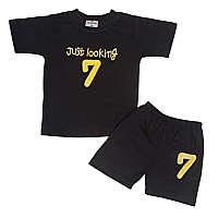 Momdad Smile D7 Text Printed Cotton Baby Black Clothing Setstshirtshorts 3 Different Designs Boysgirls Born Baby To 6 Y