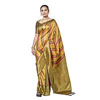 MANOHARI Rangkat Pattern Banarasi Mehendi Green & Yellow Saree with Unstitch Blouse Piece