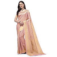 Jaanvi fashion Womens Banarsi Silk With Zari Jacquard Work Saree With Blouse Pieceprashantibabypink