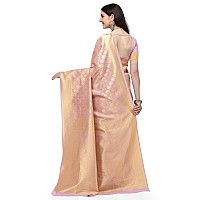 Jaanvi fashion Womens Banarsi Silk With Zari Jacquard Work Saree With Blouse Pieceprashantibabypink