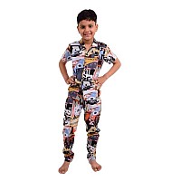 3Bros Unisex Pure Cotton Short Sleeve Kids Night Dress For Boys Girls Nightwearsleepsuitsleepwearloungewear Night Suit For