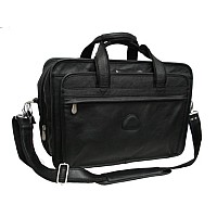 Black Leather Practical Expandable Computer Case Black