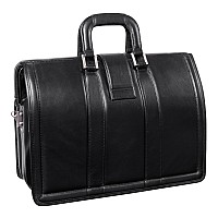 V Series Morgan 17 Leather Litigator Laptop Briefcase Black