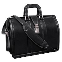 V Series Morgan 17 Leather Litigator Laptop Briefcase Black