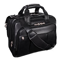 R Series Damen 17 Leather Patented Detachable Wheeled Laptop Briefcase Black