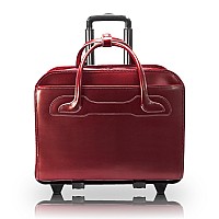 W Series Willowbrook 17 Leather Patented Detachable Wheeled Ladies Laptop Briefcase Red