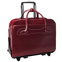 W Series Willowbrook 17 Leather Patented Detachable Wheeled Ladies Laptop Briefcase Red