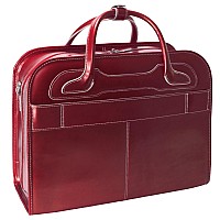 W Series Willowbrook 17 Leather Patented Detachable Wheeled Ladies Laptop Briefcase Red