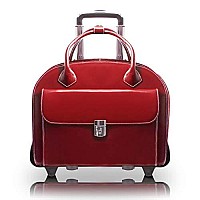 Mckleinusa W Series Glen Ellyn Top Grain Cowhide Leather 15 Leather Patented Detachable Wheeled Ladies Laptop Briefcase Red