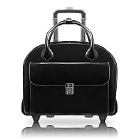 W Series Glen Ellyn 15 Leather Patented Detachable Wheeled Ladies Laptop Briefcase Black