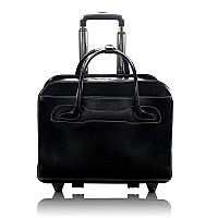 W Series Willowbrook 17 Leather Patented Detachable Wheeled Ladies Laptop Briefcase Black