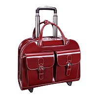 L Series Davis 15 Leather Wheeled Ladies Laptop Briefcase Red