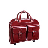 L Series Davis 15 Leather Wheeled Ladies Laptop Briefcase Red