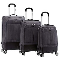 Rockland Milan Hybrid Spinner Wheel Luggage Set, Brown, 3-Piece (202428)