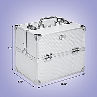 Conair Makeup Beauty Case Cosmetic Case With Expandable Shelves And Locking Latch Professional Makeup Case Silver Diamond