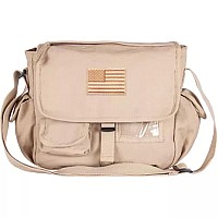 Retro Messenger Bag With Usa Emblem - Khaki