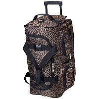 Rockland Rolling Duffel Bag Brown Leopard 100 Polyester 22Inch