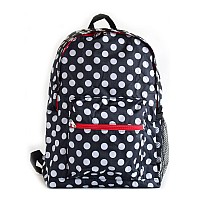 Apropos Foldable Backpack Light Weight And Durable Black White Polka Dots