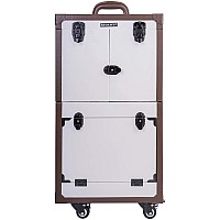 Shany Rebel Series Pro Makeup Artists Multifunction Cosmetics Trolley Train Case Large White Collar