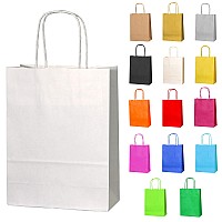 Thepaperbagstore 20 Small Paper Bags With Twisted Handles For Gifts And Parties White 180 X 220 X 80 Mm