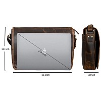 Rustic Town Leather Messenger Bag For Men Women Full Grain Leather Laptop Satchel Office Shoulder Bag 16Inch Brown