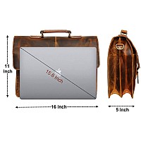 Rustic Town Handcrafted 16Inch Brown Leather Shoulder Briefcase Messenger Bags Mens 156 Inch Laptop Satchel