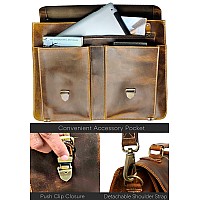 Rustic Town Handcrafted 16Inch Brown Leather Shoulder Briefcase Messenger Bags Mens 156 Inch Laptop Satchel