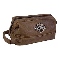 Harley Davidson Leather Toiletry Kit Brown One Size